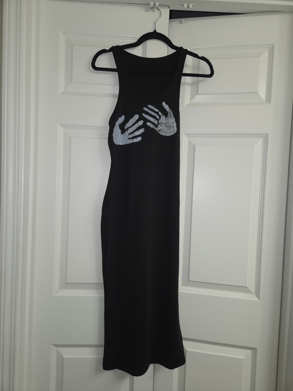 Black Tank Maxi Dress with White Handprint Detail